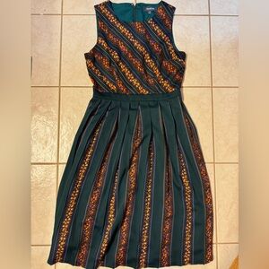 Modcloth Pleat You To It Floral Sleeveless Midi Dress Size 6 Six Green Orange